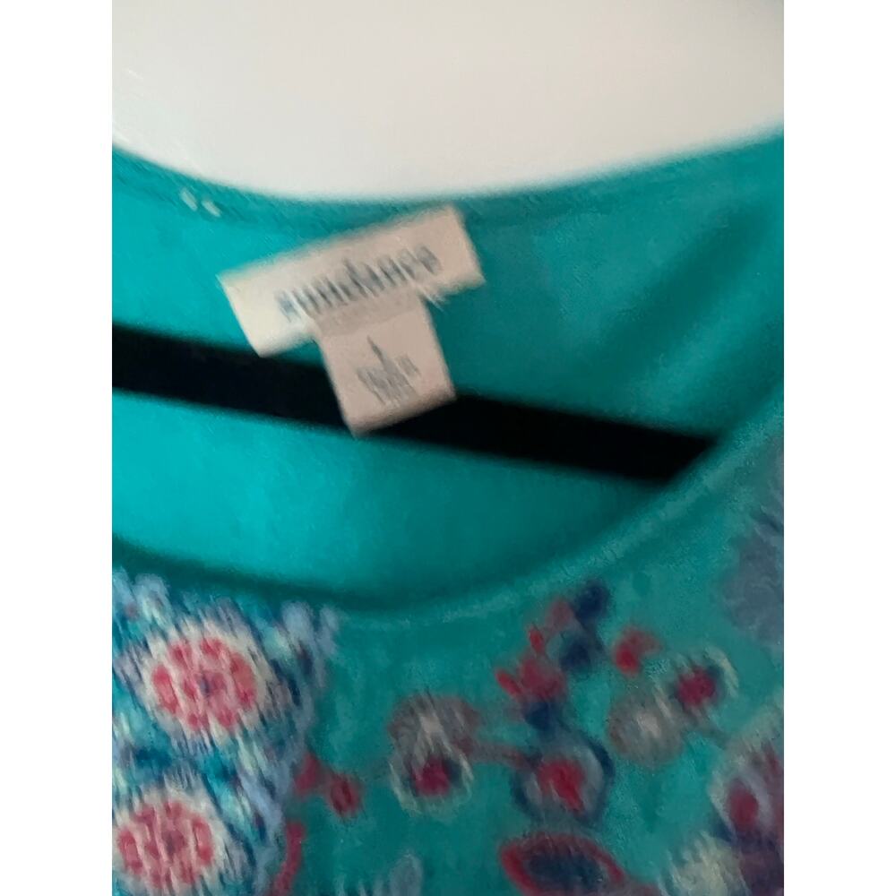 Sundance Sintra Dream Linen Embroidered Floral Dress Aqua SZ L - Picture 4 of 5